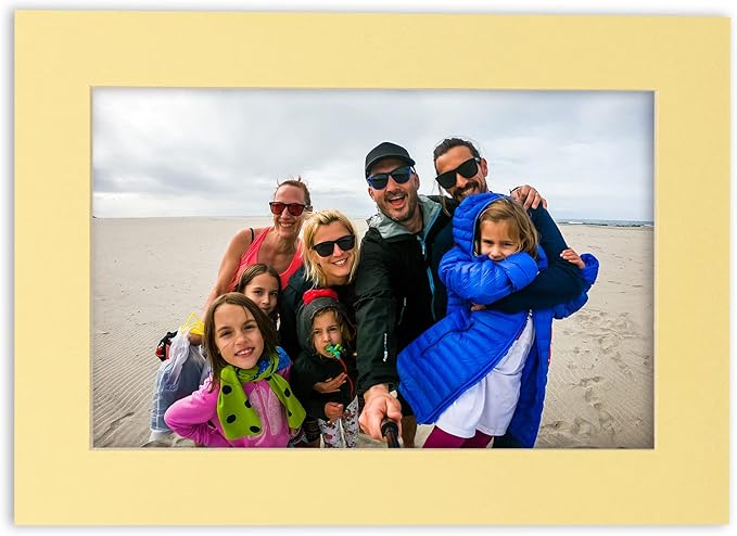 Poster Palooza 8x10 Mat Bevel Cut for 5.5x8.5 Photos - Acid Free Soft Yellow Precut Matboard - For Pictures, Photos, Framing - 4-ply Thickness