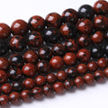 32PCS 12MM Red Black Jasper Stone Beads Energy Healing Beads for DIY Jewelry Bracelet Necklace Making for Jewelry Making 15Inch