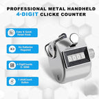 Metal Tally Counter Clicker Counter Handheld Pitch Counter, Manual Mechanical 4-Digit Number Click Counter, One Hand Counter Clicker Digital Counting for Coaching Knitting People Lap Fishing Golf&Row