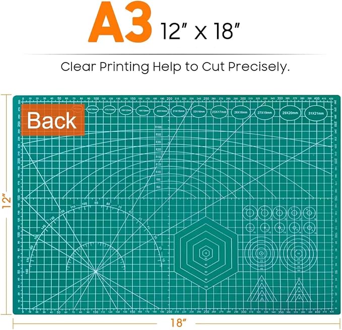 5 Pack Self Healing Sewing Mat, JIARON 12'' x 18'' Cutting Mats for Crafts, Double Sided 5 Layers Craft Cutting Mat for Sewing, Crafts, Scrapbooking Mat.