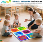 Liquid Sensory Floor Tiles for Kids Ages 3+, 12" Step-On Tiles with Non-Slip Base, Interactive Color-Flow, Assorted Colors, Classroom Sensory Path Set (6-Pack)