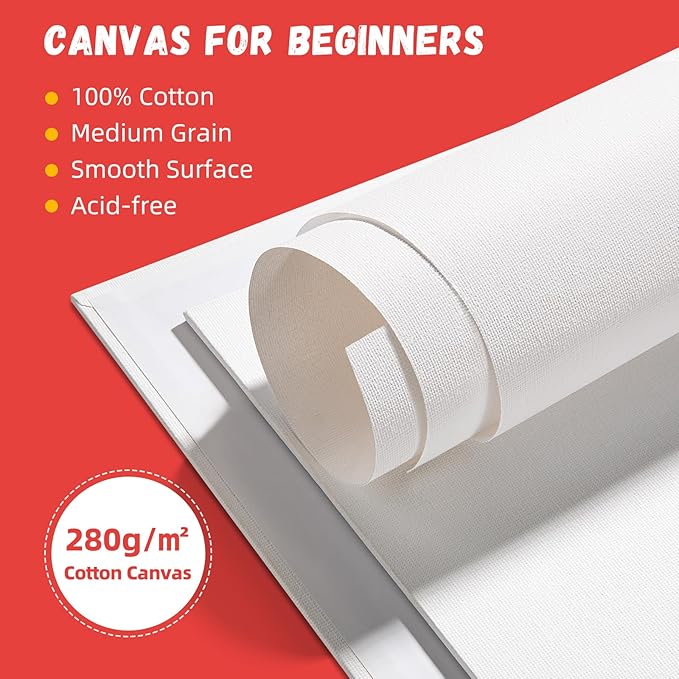 Simetufy 12 Pack 12x16 Inch Large Canvas Boards for Painting Flat Canvas Panels, Gesso Primed Acid-Free 100% Cotton for Acrylic Oil Watercolor Tempera Paint