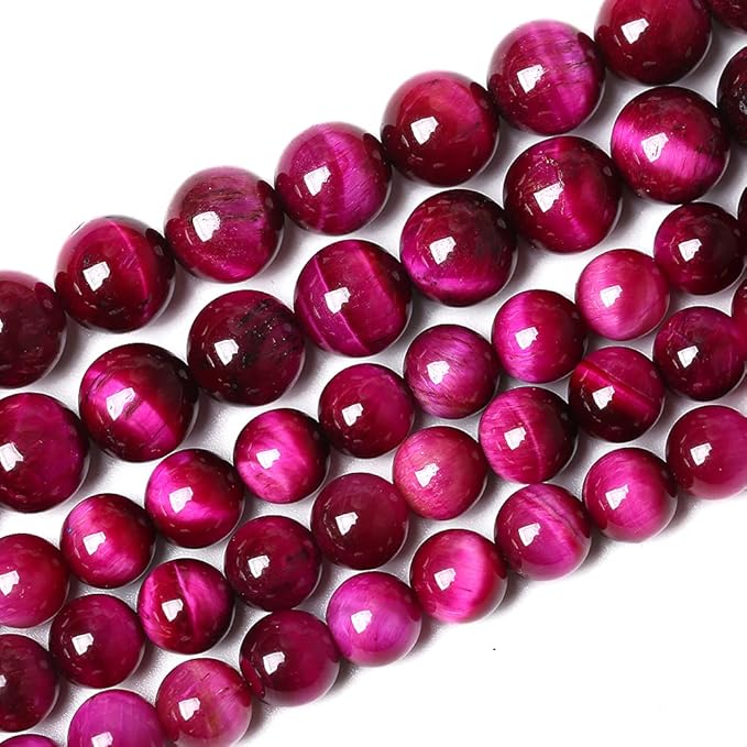 180PCS 4mm Rose Red Tiger Eye Gemstone Loose Beads Natural Round Loose Stone Beads for Jewelry Making DIY Bracelet Necklace Earrings 2 Strand 32"