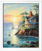 Leczany Cross Stitch Stamped Kit for Adults or Kids - Beach House | DIY Embroidery Starter Patterns Craft Kit Needlepoint for Beginner | 11CT, 3 Strands | 13.4x16.9 inches