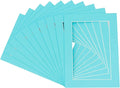 Pack of 25 Acid Free 11x14 Mats Bevel Cut for 8.5x11 Photos - Aquamarine Blue Precut Matboards With Backing Boards and Clear Photo Mat Bags For Pictures, Photos, Framing - 4-ply Thickness
