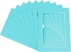 Pack of 25 Acid Free 8.5x11 Mats Bevel Cut for 7x9 Photos - Aquamarine Blue Precut Matboards With Backing Boards and Clear Photo Mat Bags For Pictures, Photos, Framing - 4-ply Thickness