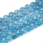 90pcs 8mm Blue Topaz Crystal Quartz Natural Stone Round Loose Beads for Jewelry Making DIY Bracelet Necklace Earrings 32" 2 Strands