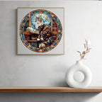 Wooden Puzzles Adults, Maine Cat Library Wooden Puzzles 300 Pieces, Unique Animal Shaped Wood Challenging Jigsaw Puzzles Gifts for Adults, 13.4x13.4in