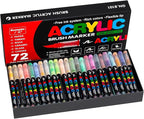 Acrylic Paint Markers Pens, 72 Vivid Colors Acrylic Markers Set,Direct Liquid Type, Stackable Color, Odorless Soft Head，Markers for School，Tooli Art ，Fabric & Creative Crafts (72)