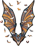 EWA Home Décor – Bat Small 60 Pieces – Wooden Jigsaw Puzzle for Adults – Perfect for Artistic Home Decoration and Mindful Relaxation