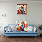 Fanxvivy Stamped Cross Stitch Kits for Adults Beginners Pillow Needlepoint Kit with Embroidery Pattern Needlework Kit Prestamped Stitches Kit 11CT Cross Stitching-Colorful Fox 18x18 inch