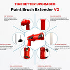 Multi Angle Paint Brush Extender V2, Long Handle Paint Brush, Extension Pole Attachments for Paint Roller, Paint Edger Tool for High Ceilings, Corner Painting Tools for Paint Extension Pole (Red)