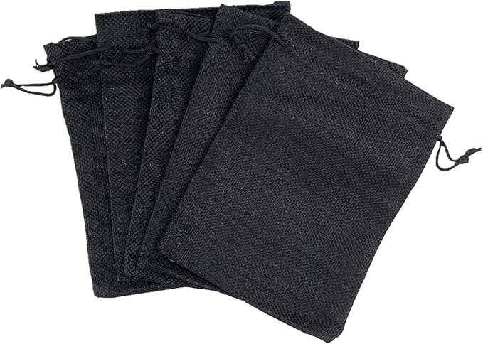 Palmhomee Pack of 25 Burlap Gift Bags with Drawstring Linen Jewelry Pouches Wedding Hessian Jute Bags for Birthday and Treat Pouches Party Wedding Favors Gift (5x7 Inch, Black)