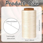 Waxed Linen Thread, 285 Yards 0.8MM 150D Polyester Leather Sewing Waxed Thread for Leather Craft, Bookbinding, Shoe Repair, DIY Projects