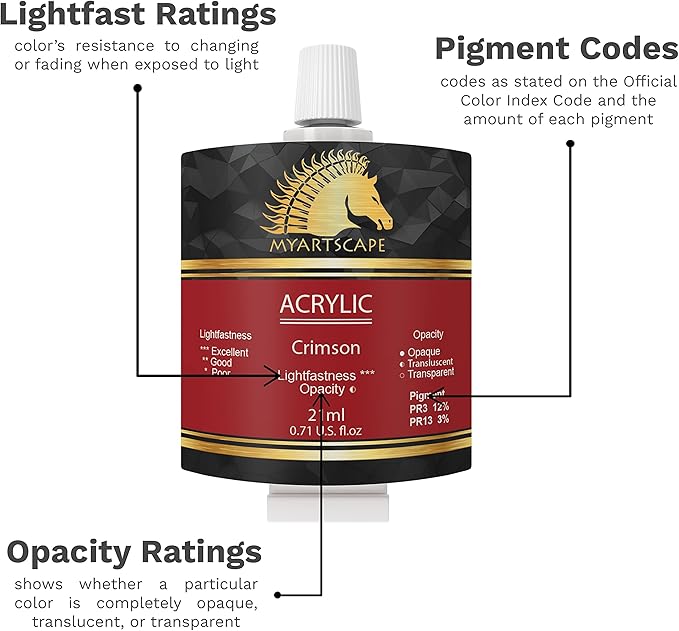 MyArtscape Acrylic Paint Set - 72 x 21ml Tubes with 3 Paint Brushes Art Supplies - Artist Quality Paints - Lightfast - Heavy Body - Highly Pigmented Colors with Great Coverage - Professional Art