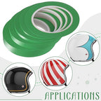 Xuniea 5 Rolls of Vinyl Tape Masking Tape Automotive Car Auto Paint for Curves, High Temperature Vinyl Low Tack(1/16 Inch, 1/8 Inch, 1/4 Inch, 1/2 Inch, 3/4 Inch,Green)