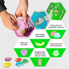 LONGKING 4-Pack Hexagon Liquid Tiles for Kids, Soft Gel Liquid Sensory Toys for Autistic Children, Sensory Mats, Sensory Toys for Toddlers 3-4
