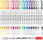TRANSON 24 Color Bold and Fine Dual-tip Acrylic Paint Pen Set for Canvas Rock Wood Leather Ceramic DIY Painting