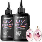 Nicpro UV Resin 200g, 2 PCS Crystal Clear UV Glue Hard, High Viscosity & Quick Curing UV Epoxy Resin Kit for Jewelry Making, Craft, Doming, Coating and Casting