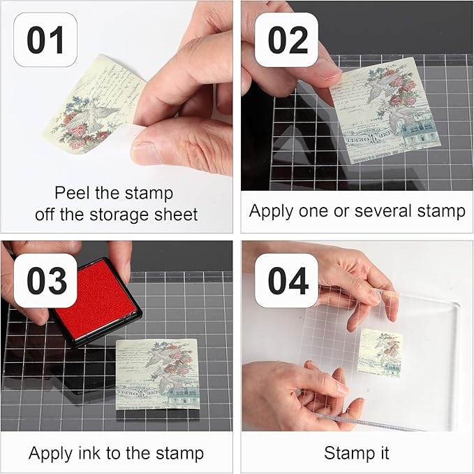Large Acrylic Blocks for Stamping,5.9"×5.9" Transparent Acrylic Stamp Block,Clear Stamps for Card Making for DIY Crafts Scrapbooking Card Making Decorative Stamps