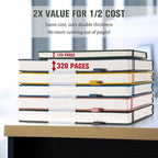 5 Pack College Ruled Notebook, 312 Numbered Pages Thick Notebooks Bulk, 100gsm No Bleed Paper Hardcover Leather Journal, Lined Journal Notebook Set for Women Men School Office, A5, Green