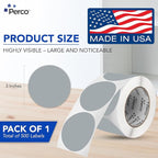 Perco Grey 3-Inch Round Circle Dot Sticker Labels with Easy Peel Perforation - 500 Labels per Roll - Strong Adhesion, Vibrant Colors for Organizing, Crafting & More - Made in USA