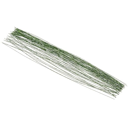 PATIKIL 28 Gauge 16" Floral Stem Wire, 100 Pcs Paper Wrapped Iron Artificial Flower Stem Accessories for DIY Bouquet Stem and Craft Decoration, Dark Green