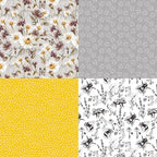 Honey Bee Pattern Paper Pack Yellow Black And Gray 24 Sheets Decorative Scrapbooking Paper Pad 6x6 Floral Craft Paper Single-Side Card Making Supplies for Junk Journal, Origami, Holiday Journaling