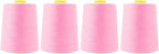 Mandala Crafts 4 Pack of Serger Threads Cones Spools - 20S/2 24000 Yards Polyester Baby Pink Threads for Sergers Machine and Overlock Quilting Sewing Machine