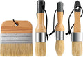 Chalk Paint Brushes Set of 4, Wax Brushes, Flat Pointed and Round Brush with Natural Bristles for Chalk Paint and Wax, Perfect for Painting or Waxing Furniture, Ideal for Home Decor