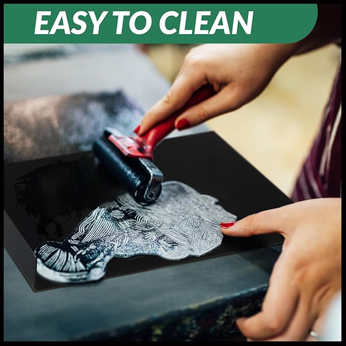 Suzile Bench Hook Metal Inking Plate Linoleum Printmaking Block Stop Ink Plate Printing Supplies Linocut Carving Tools for Block Printing Wood Carving, 9 x 7 x 1 Inches(4 Pcs)