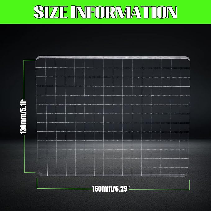 Clear Acrylic Stamp Blocks, 5.12" * 6.3" Acrylic Stamping Block Tool Clear Stamp with Grid Lines for Photography Props Scrapbooking Crafts Card Making