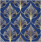ALAZA Art Deco Floral Royal Blue & Gold Cloth Napkins Set of 1, 20x20 Inch Washable and Reusable Napkin for Decoupage Dinner Party Everyday Use