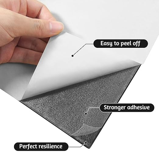 Adhesive Foam Padding Roll Closed Cell Sponge Neoprene Insulation Board Foam Sheet Pad with Sticky Back for Anti Vibration, Anti-Slip, DIY Crafts, Gaskets, Cosplay, Costume (Black, 12x59x3/4 inch)