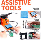 YIHUA 926 III 60W LED Display Soldering Iron Station Kit w 2 Helping Hands, 6 Extra Iron Tips, Roll of Lead-Free Solder, Solder Sucker, S/S Tweezers, °C/ºF Conversion, Auto Sleep & Calibration Support