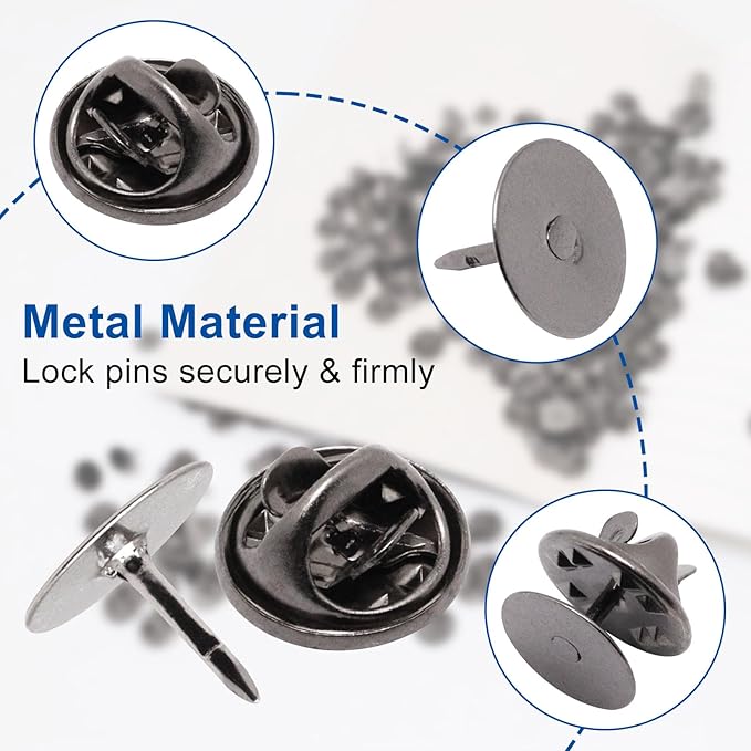 260 Set Pin Backs, Blank Pins Scatter Butterfly Clutch Pin Holder Enamel Pins Locking Backs Tie Tacks Jewelry Backings Clasp for Brooch Lapel Hat Uniform Badges Tie Tack (10mm, Black)