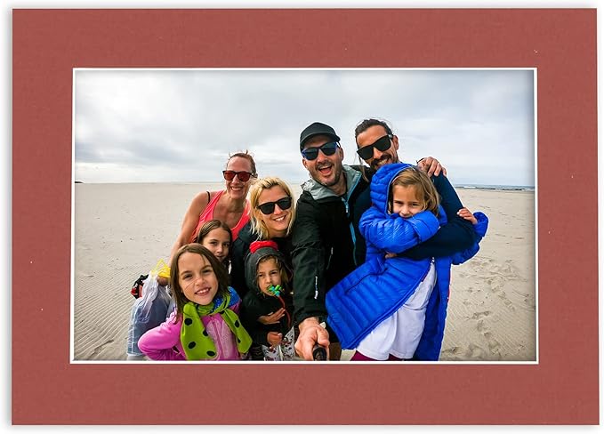 8x10 Mat Bevel Cut for 5x8 Photos - Acid Free Brick Red Precut Matboard - For Pictures, Photos, Framing - 4-ply Thickness