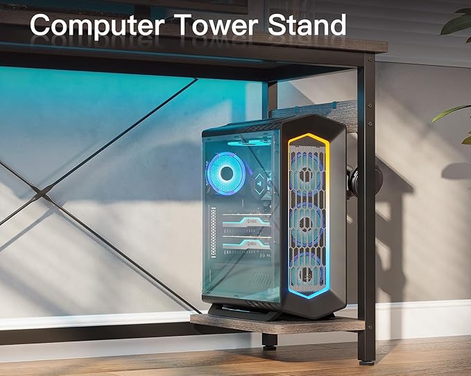 Coleshome 66" L Shaped Gaming Desk, Corner Computer Desk, Sturdy Home Office Computer Table, Writing Desk, Larger Gaming Desk Workstation, Grey Oak