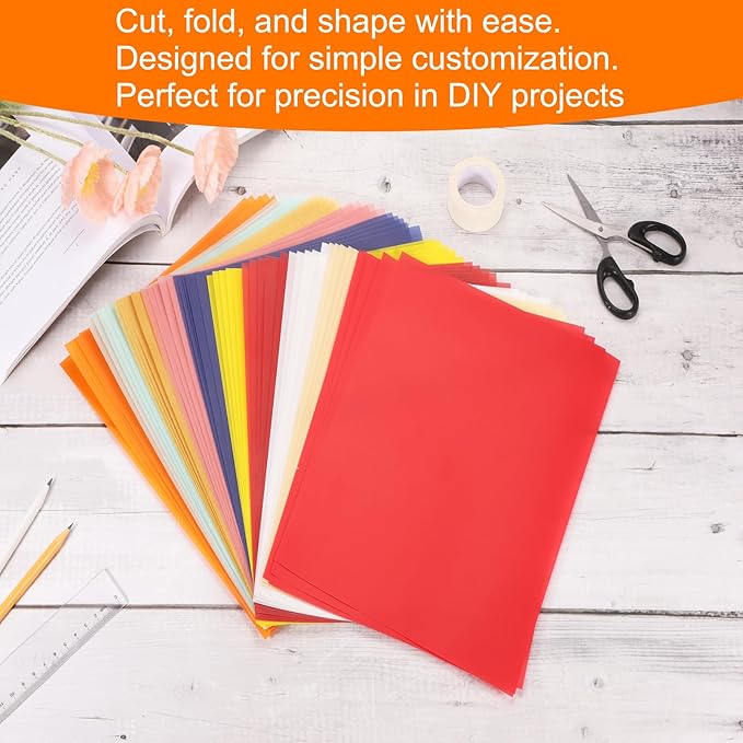 MECCANIXITY Colored Vellum Paper, 40 Sheet Orange Yellow Transparency 11.7 x 8.2 Printable Vellum Paper, Translucent Vellum Sheets for Printing Wedding Invitations, Ink Jet Laser Printer