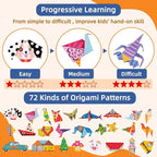 Origami Paper Kit for Kids Ages 5-8 8-12,152 Sheets Origami Paper - 72 Double Sided Patterns with Instructional Book,DIY Art Craft Projects,Travel Game Activity,Gift for Boys Girls Beginners