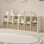 Wood Cube Storage Organizer Closet Cabinet for Living Room Bedroom Study Shelf Bookcase Wooden Floor Standing Open Bookshelf for Kids Home Office Display Storage Cabinet (White, 6-Cube, 11.81in)