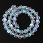 60pcs 6mm Natural White Mystic Aura Quartz Beads Frosted Matte Moonstone Round Loose Beads For Jewelry Making DIY Bracelet Necklace 15"
