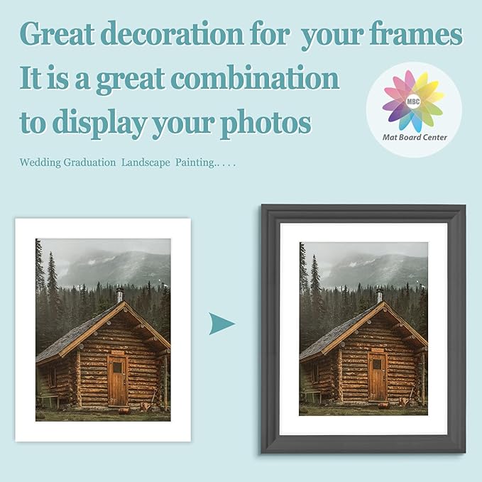 MBC MAT BOARD CENTER, 10 Pack 11X14 for 9X12 White Picture Mats Frame Mattes, Bevel Cut, Acid Free, 4-Ply Thickness