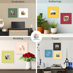 Mat Board Center, 8X8 Mix Color Mats for 4X4 Pictures - Acid Free, 4-Ply Thickness, White Core, Bevel Cut - for Artworks, Photos, Framing - Pack of 12