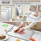 Titanium Cutting Board Double-sided non-slip silicone edging Pure Titanium Cutting Boards for Kitchen - Double-Sided Food-Grade Chopping Board Non-Stick Durable and easy to clean (Medium)