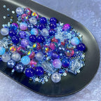 Assorted Glass Resin Beads Multi Size Colors Smooth Cracked Gravel Millet Spacer Beads for Bracelets Necklace Earring DIY Jewelry Making Craft(Indigo Blue Series)