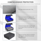 Card Storage Box for Trading Cards，2400+ Leather Magnetic Closure Commander Storage Box,Protectors Fit for YuGiOh, MTG and Sport Cards (Black, blue, 2400+)