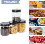 novelinks 8 oz Clear Plastic Jars with Screw-On Lids - BPA-Free Refillable Storage Containers for Slime, Spices, Crafts, Kitchen & Home Organization (16 Pack,Black)