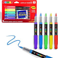 POMAC Acrylic Paint Markers Pens 5 Assorted Colors, Water-Based Paint Markers Pen Brush Tip, No-Bleed Liquid Acrylic Marker Waterproof for Fabric, Canvas, Rock, Glass, Wood, DIY Crafts, Art Supplies