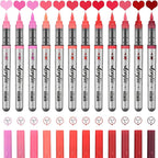 Red Acrylic Paint Pens,12 Color Paint Pens Markers,Brush Tip Paint Pens for Rock Painting Wood Glass Ceramic Canvas Stone DIY Crafts Making Art Supplies